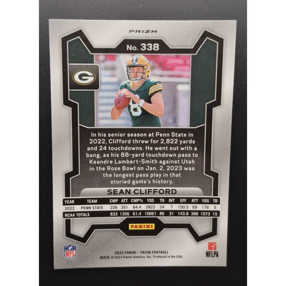 2023 Panini Prizm Sean Clifford‎ #338 Rookies Purple Pulsar Prizm (RC) Packers